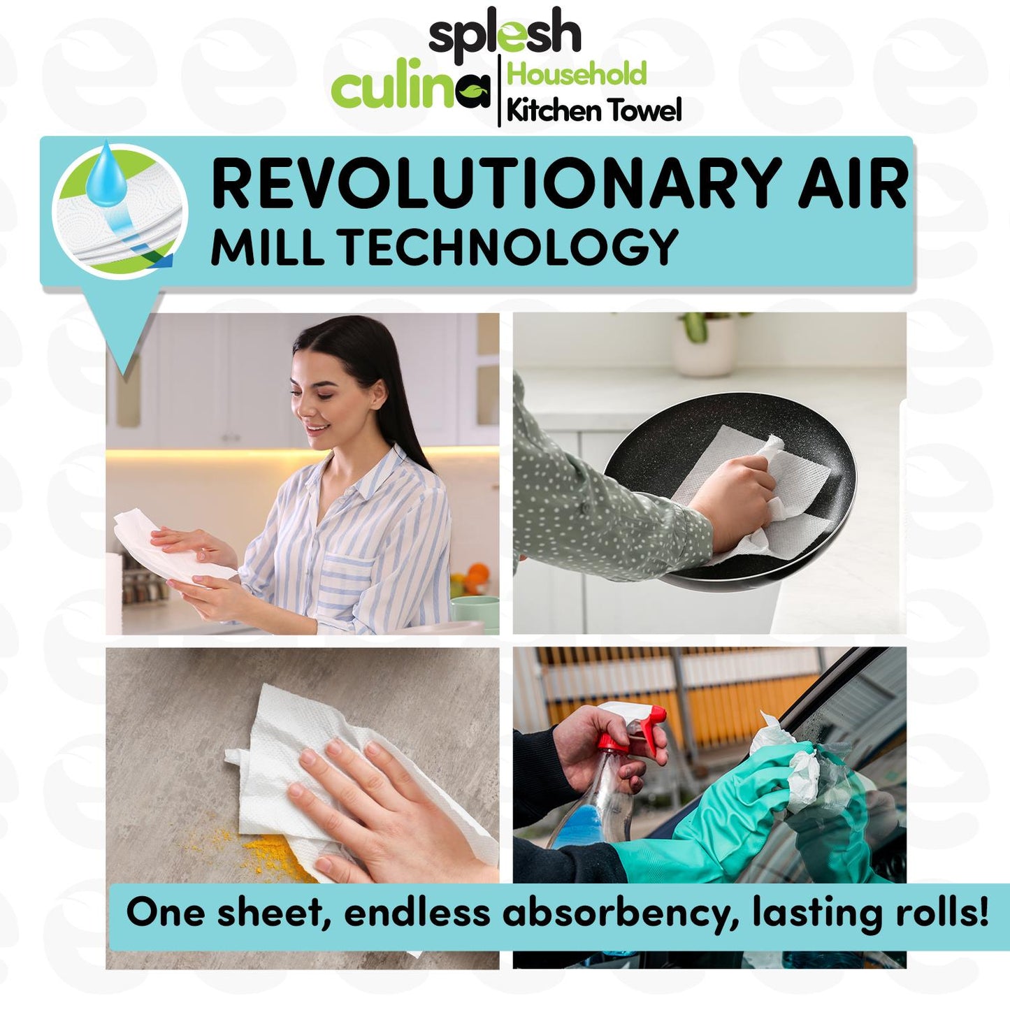 Splesh Toilet Roll Quilted White 48 Rolls with Culina Kitchen Towel 12 Rolls