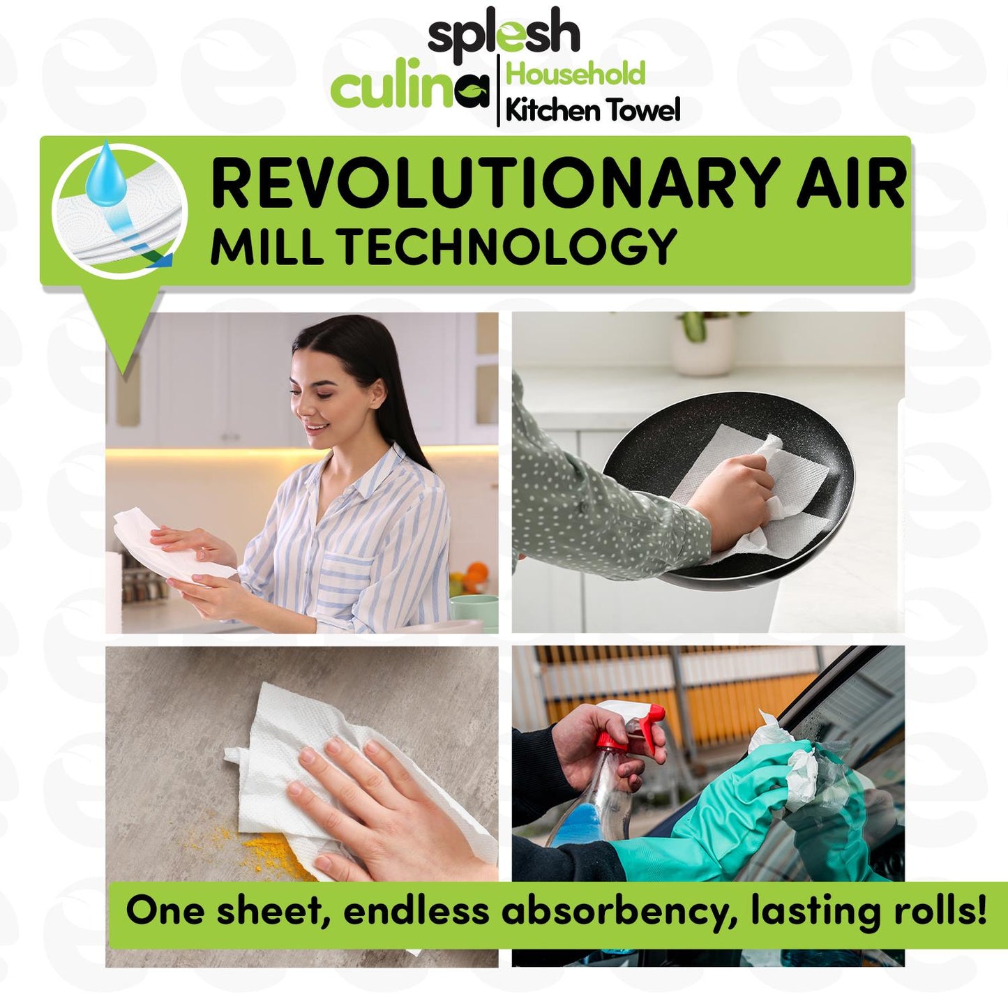Splesh Toilet Roll Quilted White 48 Rolls with Culina Kitchen Towel 12 Rolls