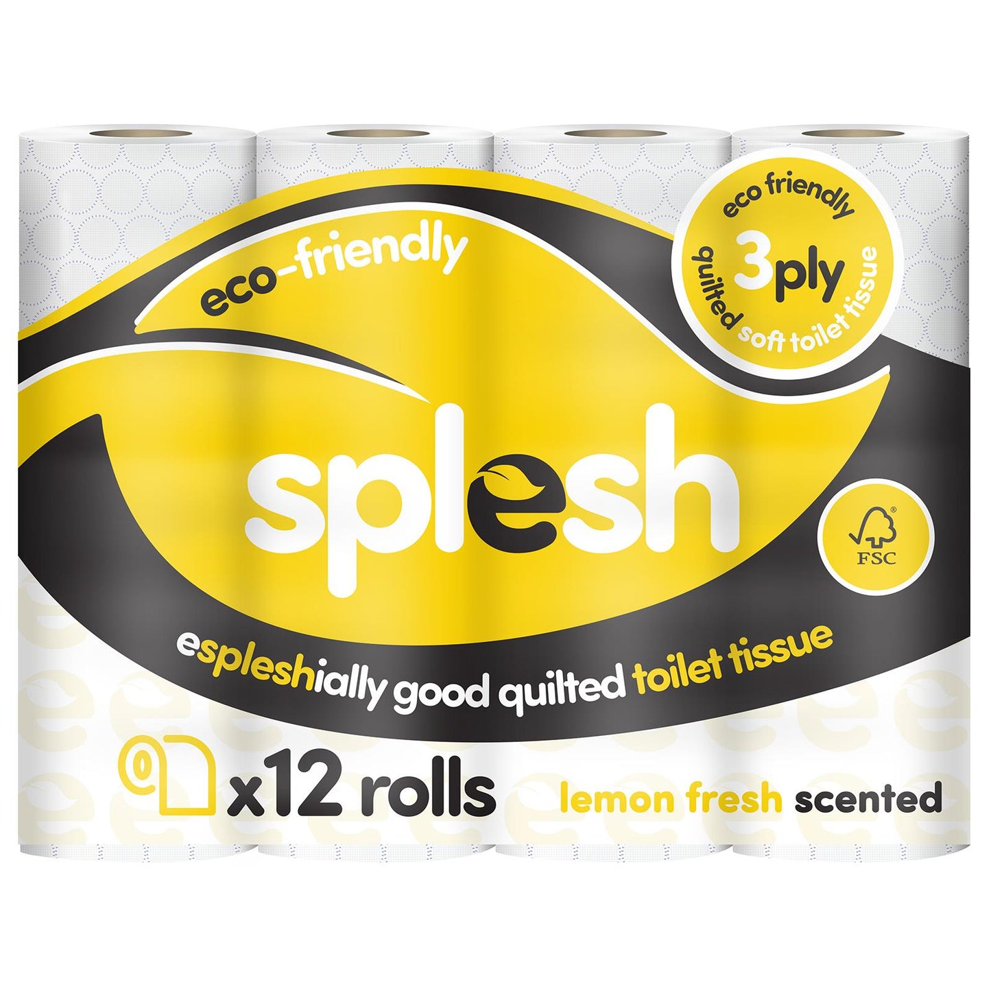 Splesh Soft & Quilted White, Lavender Aloe Vera or Lemon Toilet Tissue, 12 Rolls