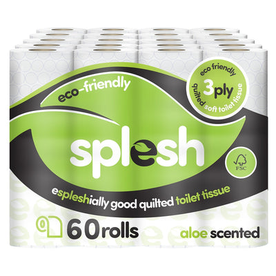 Splesh Toilet Roll Eco-Friendly, Soft & Quilted, Aloe Vera (60 Rolls)