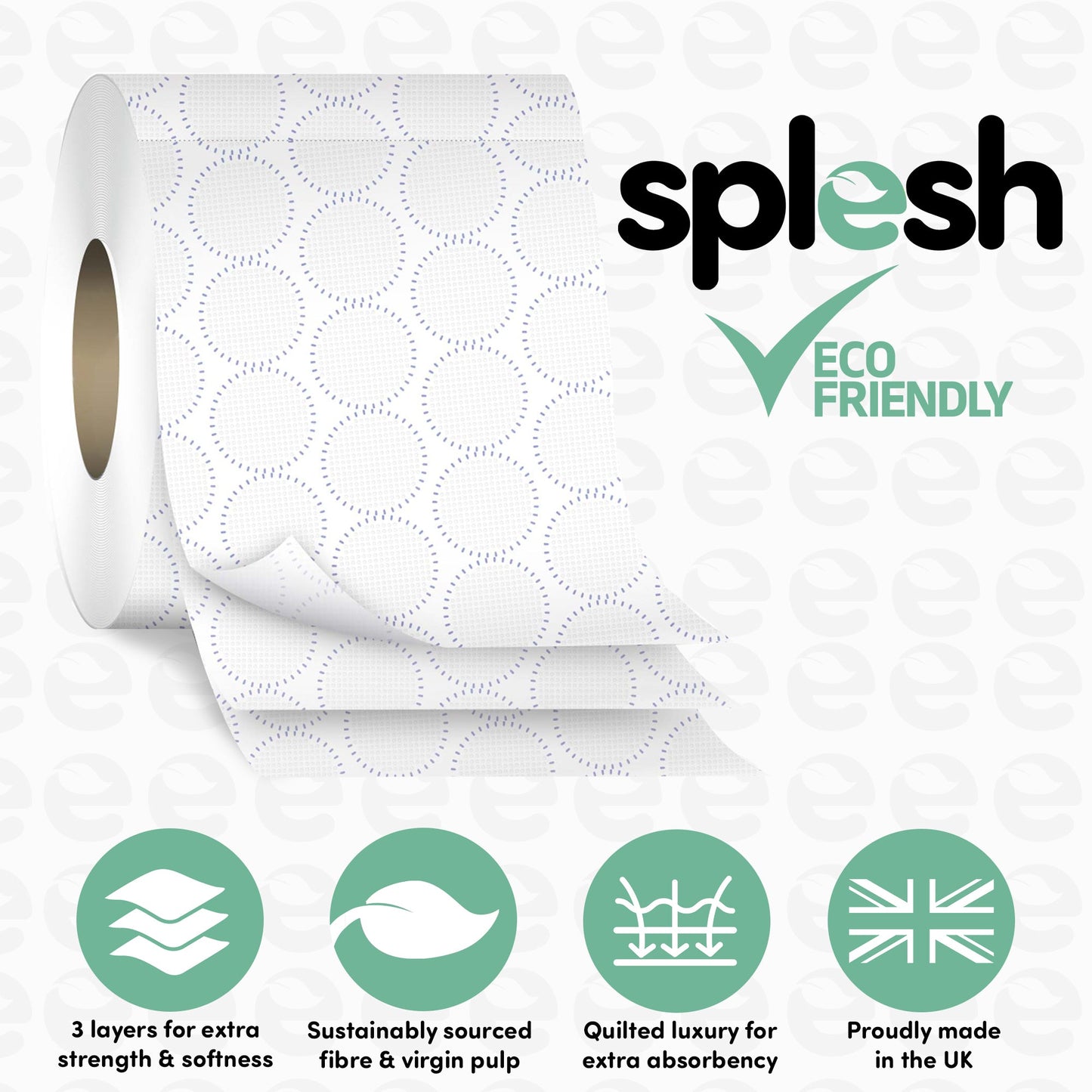 Splesh Toilet Roll, Soft & Quilted Eco-Friendly Lavender, 72 Rolls