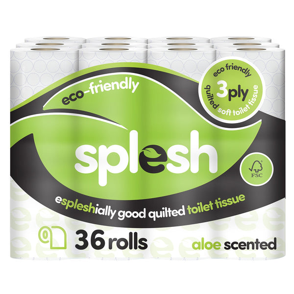 Splesh Toilet Roll Eco-Friendly, Soft & Quilted, Aloe Vera 36 Rolls