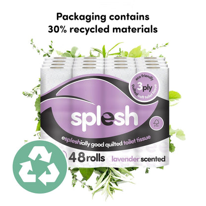 Splesh Toilet Roll Soft & Quilted 3-Ply Lavender Scented Toilet Tissue, 48 Rolls